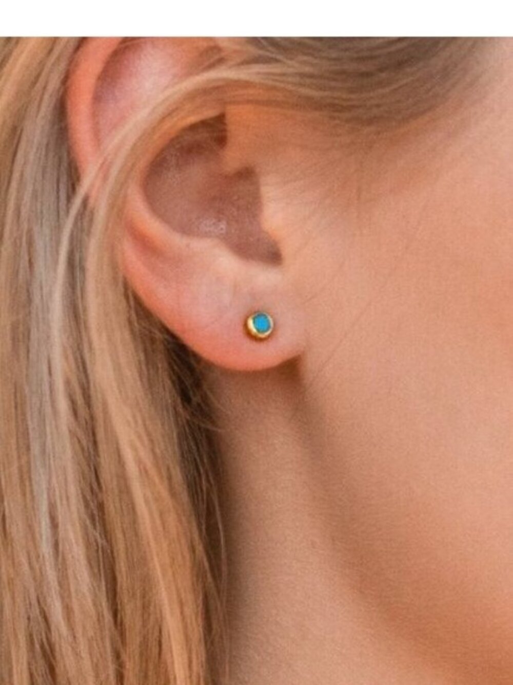 Turquoise Stud Earrings Gold Dainty December Birthstone Earrings
